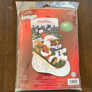 Janlynn | Felt Christmas Stocking Kit | Santa | Snowman | Sledding
